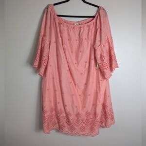 XXL NWT St. John's Bay Light Coral Eyelet Embroidered Dress